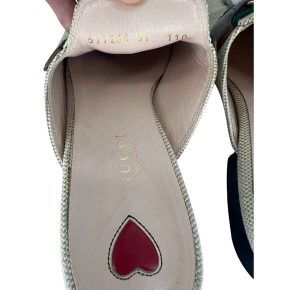 Gucci Canvas Vintage Charlotte Web Princetown Mule Slippers in Sand Cuir - Picture 14 of 16
